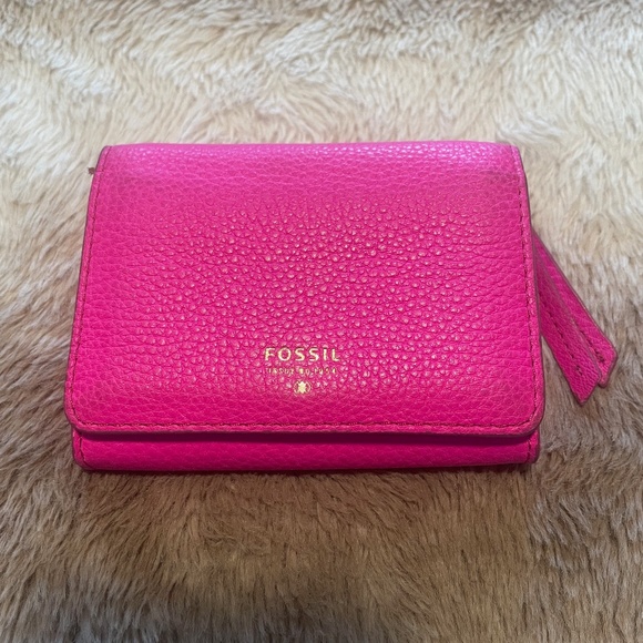 Hot Pink Fossil Sydney Card Case Wallet - Picture 1 of 3